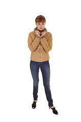 Image showing Girl with brown jacket.