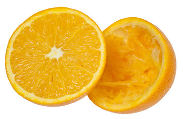Image showing Orange in halves