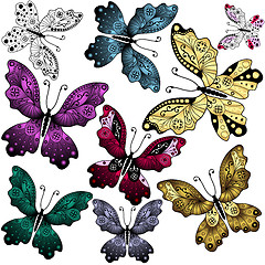 Image showing Set abstract butterflies