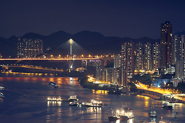 Image showing modern buildings in city, bridge and paartment