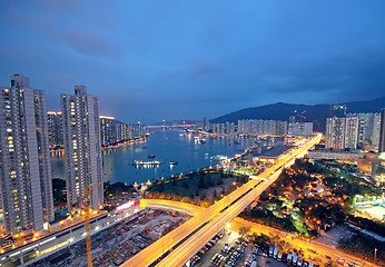 Image showing magic hour in downtown city