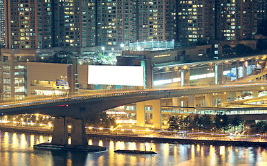 Image showing Night shot of a city skyline.