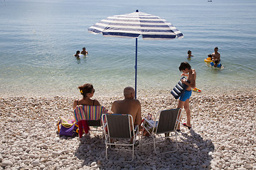 Image showing Family by the sea