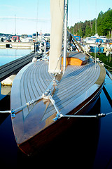Image showing Classic wooden sailboat