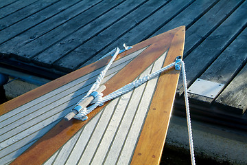 Image showing Bow of classic sailboat