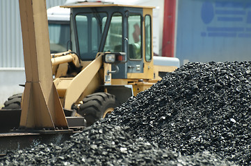 Image showing Excavator and coal piles