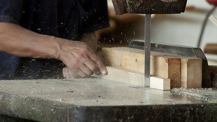 Image showing Woodworking factory worker