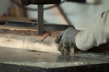 Image showing Woodworking factory worker