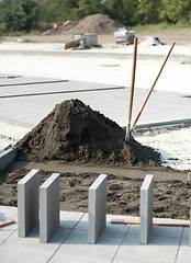 Image showing Tiling of pavement and sand pile