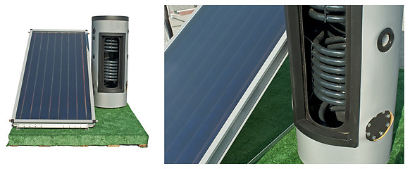 Image showing Solar batteries and heater