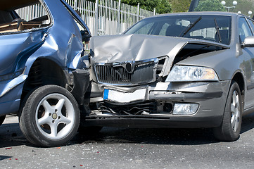 Image showing Two cars crashed