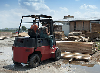 Image showing Carpentry factory and ordered timber