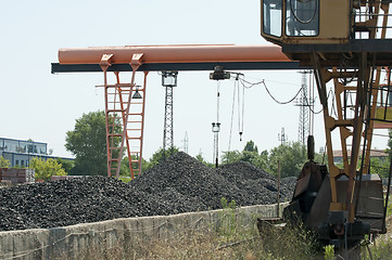Image showing Crane and piles of coal