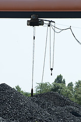 Image showing Crane and piles of coal