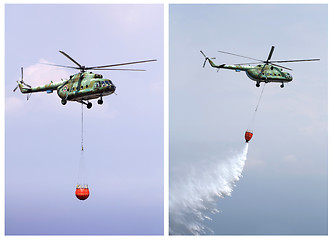 Image showing Helicopter extinguish fire