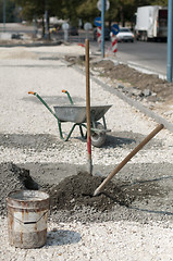 Image showing Tools for manual mixing of concrete