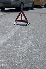 Image showing Broken glass from car on a road.