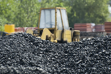 Image showing Excavator and coal piles