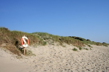 Image showing Rescue buoy at a beach