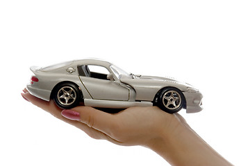 Image showing Car toy on palm