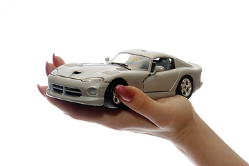 Image showing Car toy on palm