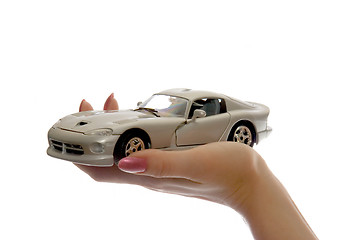 Image showing Car toy on palm