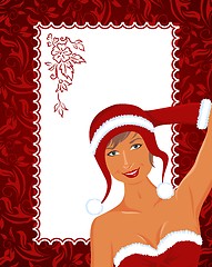 Image showing christmas lady with greeting card