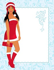 Image showing christmas girl with invitation