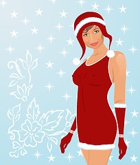 Image showing christmas background with sexy lady