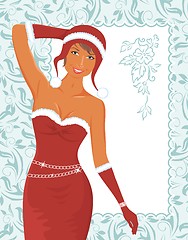 Image showing christmas girl with invitation