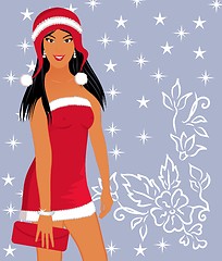 Image showing christmas background with sexy lady