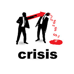 Image showing The concept of the financial crisis. Duel of two businessmen.