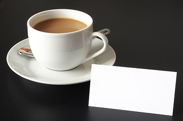 Image showing cup of coffee and paper copyspace