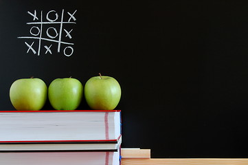 Image showing blackboard and apples