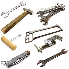 Image showing set of different tools over white background