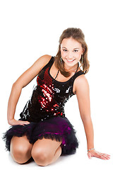 Image showing Beautiful girl dancer sitting on the floor