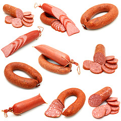 Image showing sausage collection isolated on white background