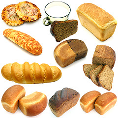 Image showing set of ruddy long loaf of bread with the fried crust