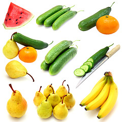 Image showing Set of fruits and vegetables isolated on white background