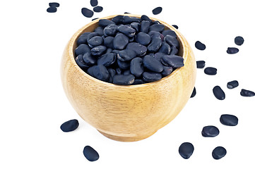 Image showing Black beans in a wooden bowl