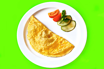 Image showing Omelette on a green background