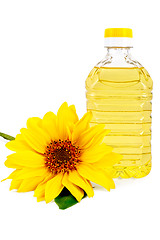 Image showing Vegetable oil with a flower sunflower