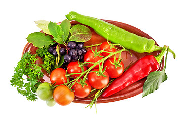 Image showing Vegetables on a ceramic plate