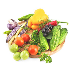 Image showing Vegetables on a round board