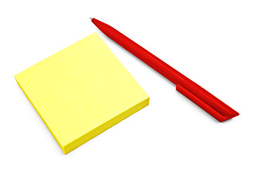 Image showing Yellow paper with a red pen