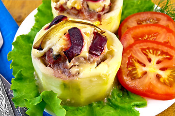 Image showing Zucchini stuffed with meat