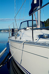 Image showing Sailing yacht in the harbour