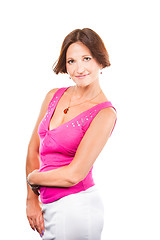 Image showing elegant woman wearing pink