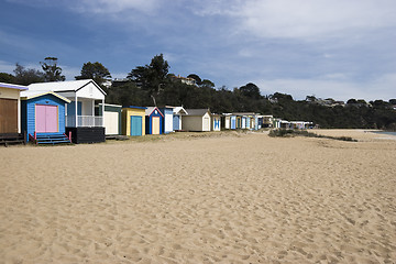 Image showing Beach huts, Mornington, Australia