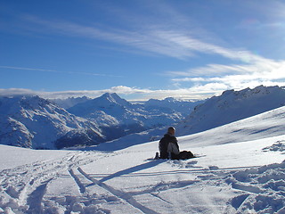 Image showing Meditating on the Alps